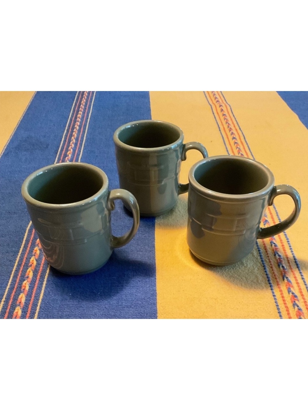 3 Longaberger Woven Tradition 12oz. Coffee Mugs Sage